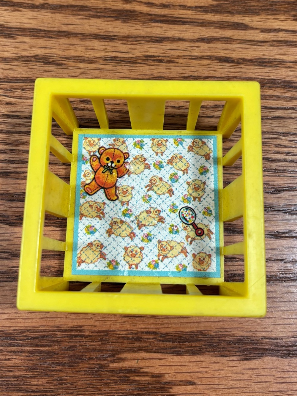Vintage FISHER PRICE Little People Yellow Baby Playpen Crib Nursery 1972